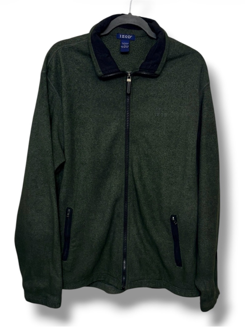 IZOD Mens Large Fleece Jacket Full Zip Sweatshirt Coat Gorpcore Cabincore Warm